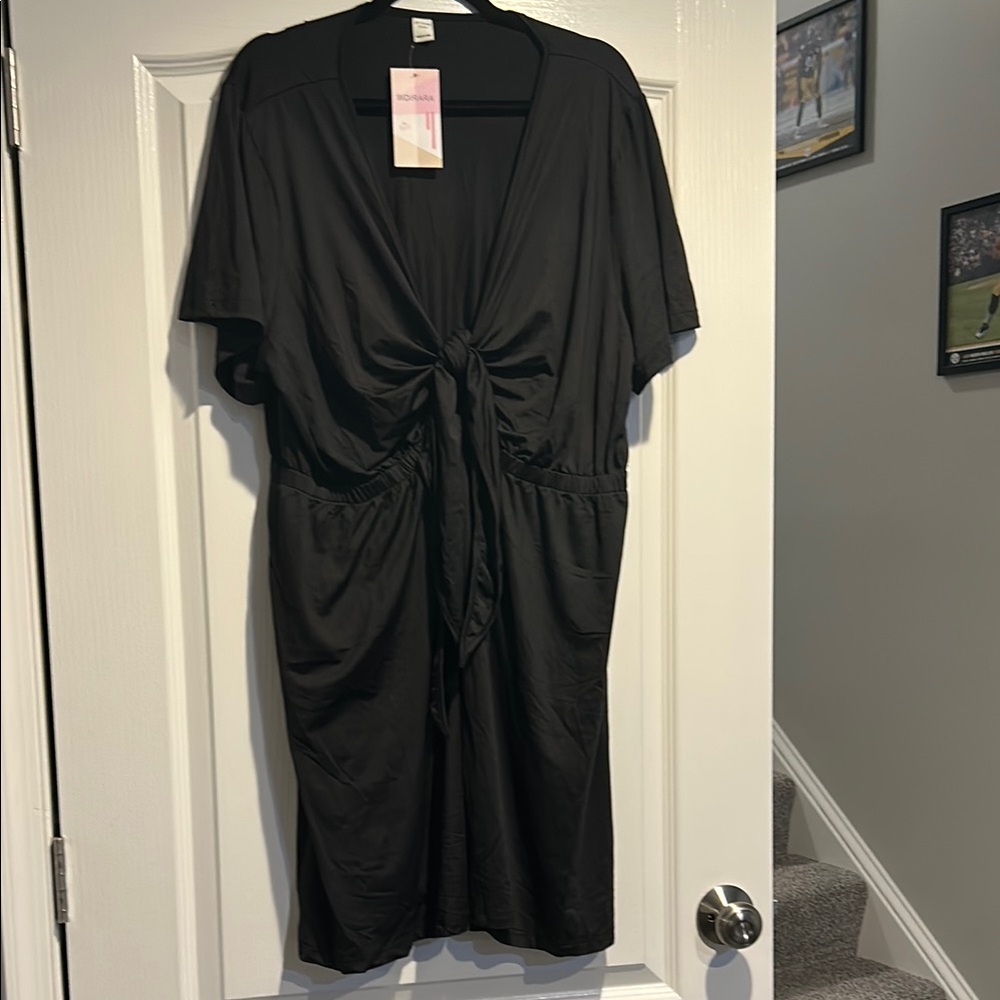 Black Tie-Front Dress